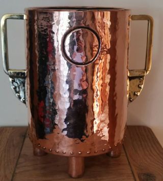 Antique Arts And Crafts Movement Copper wine cooler ice bucket 3