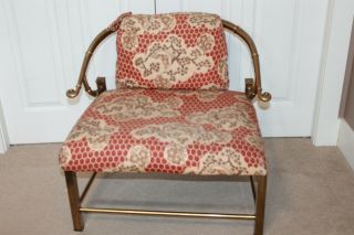Antique Vintage Brass Mid Century Oriental Chair Mcm Modern Cherry Blossom