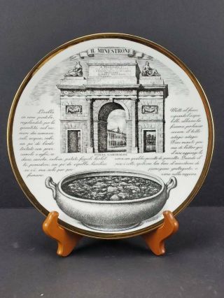 Vintage Fornasetti Milano Recipe Plate,  Minestrone,  Porta Garibaldi Italy