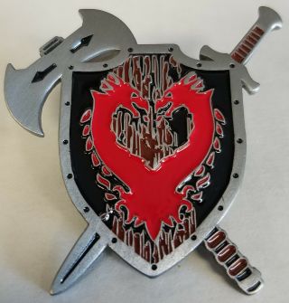 Shield Dungeons And Dragons Medevil Times Axe Sword Enamel Pin Lapel