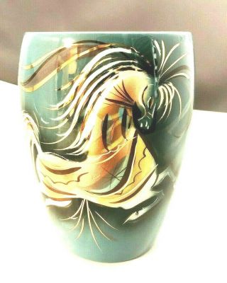 Vintage Sascha Brastoff California Art Pottery Star Steed Mid - Century Vase