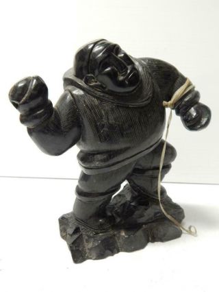Vintage Heavy Black Stone Eskimo Inuit Alaska Canada Sculpture Figure