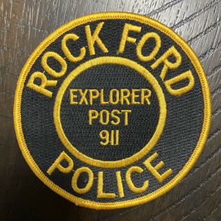 Vtg Rockford Illinois Explorer Post 911 Police Patch Cloth Back - 4 "
