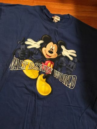 Vintage Blue Walt Disney World Mickey Mouse And Friends Mens Xl Tee Shirt