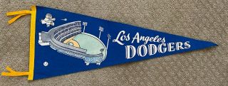 Vintage Los Angeles Dodgers Mlb Felt Souvenir Pennant