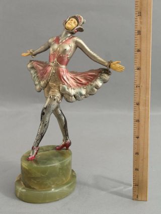 Antique Josef Lorenzl Art Deco Dancing Woman Bronze Sculpture & Agate Base,  Nr