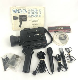 Vintage Minolta Xl - Sound 42 8 Camera Bundle With Microphones &