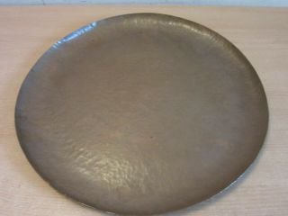 Antique Arts & Crafts Mission Heavy Hammered Copper Round Platter Plate 14.  5 "