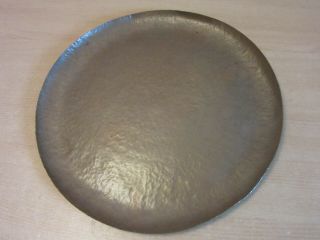 Antique Arts & Crafts mission heavy hammered copper round platter plate 14.  5 