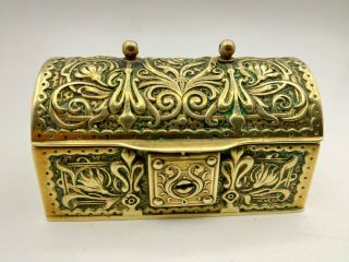 Antique Erhard & Sohne Art Nouveau Jugendstil Brass Metal Stamp Pill Trinket Box