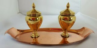 Was Benson Copper And Brass Arts And Crafts Double Inkwell