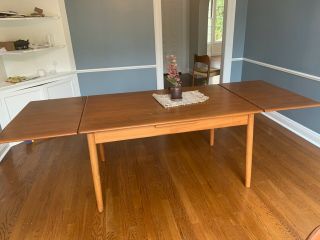 Danish modern teak dining table extends to 95 long 2