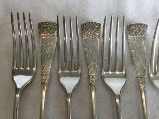 Set 12 Antique Aesthetic Movement Holmes Booth & Haydens Japanese Pattern Forks 2