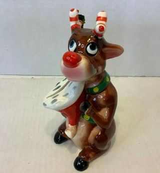 Vintage Kreiss Ceramics Christmas Coin Bank Reindeer Rudolph Figurine Decor