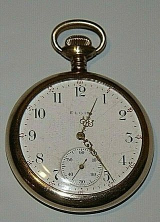 Rare Vintage 2 " Elgin Gold Filled Wind Up Pocket Watch Antique