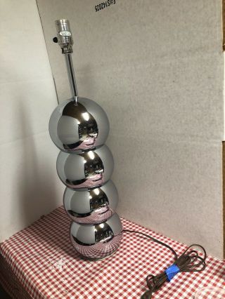 Vtg Mcm George Kovacs 4 Stacked Chrome Ball Lamp Light Space Age Modern 24” Tall