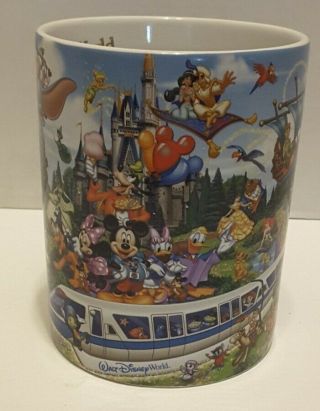 Walt Disney World Four Parks Multi - Character Dark Blue 16 Ounce Large Mug
