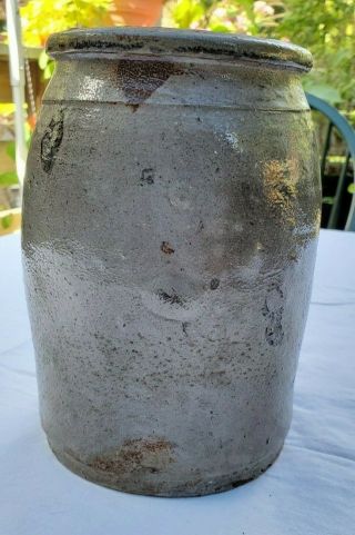 Antique Pottery Stoneware Crock Primitive Salt Glazed Vintage Jug Gray 1/2 Gal 2