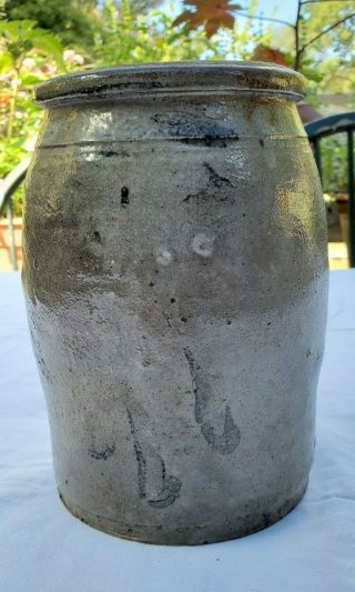 Antique Pottery Stoneware Crock Primitive Salt Glazed Vintage Jug Gray 1/2 Gal 3