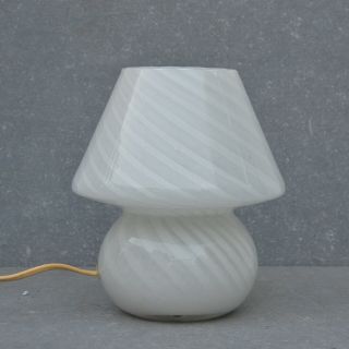 Vintage Mid Century Modern Vetri Murano Swirl Art Glass Mushroom Table Lamp 3