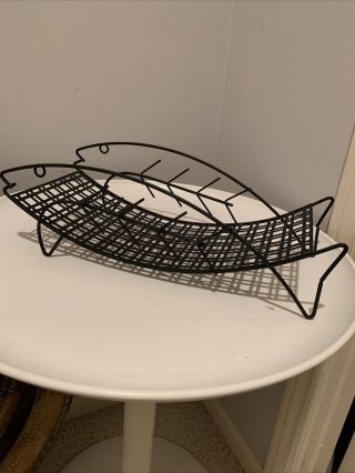 Vtg Mid Century Modern Frederick Weinberg Era Wire Metal Fish Basket / Tray