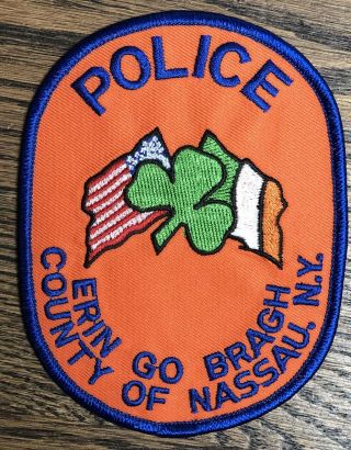 Nassau County Ny Police Erin Go Bragh Irish Flag Clover York Ncpd Patch