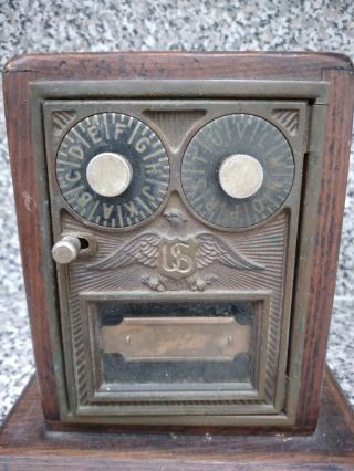 Vintage US POST OFFICE Coin Bank Combination Mail Lock Box LOCKBOX 2