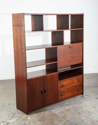 Mid Century Modern Room Divider Wall Unit Desk Cabinet Walnut Vintage Danish M