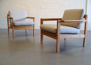 set of 2 Svein Bjørneng solid pine arm chairs by bruksbo møbler wegner 3