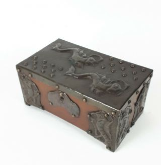 Arts & Crafts Copper And Wooden Box