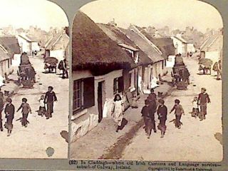 Vintage & Historic Stereoview - 1901 Claddsgh Suburb Of Galway Ireland
