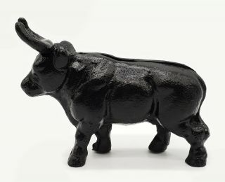 Cast Iron Black Bull Piggy Bank Figure Unbranded 4 1/2 "
