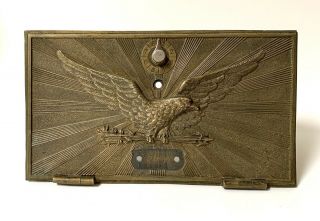 Vintage Antique Large Brass American Eagle Us Post Office Mail Box Door