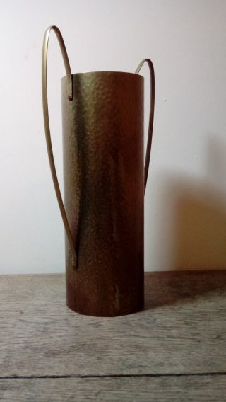 Antique Arts And Crafts Hammered Copper Wine Bottle Sleeve With Two Handles. 3