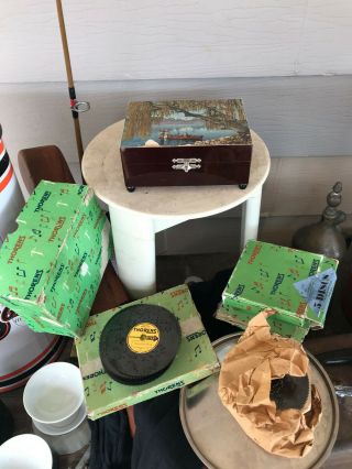 Vintage Thorens Disc Music Box With 22 Discs Switzerland