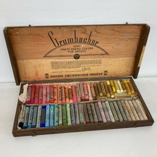 Vintage Grumbacher Rembrandt Art Pastels,  Wood Case,  60,  Pc,  Series 11