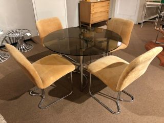 Design Institute Of America Milo Baughman Dining Table,  4 Chairs C1967