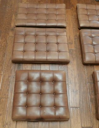 Knoll Mies Van Der Rohe Barcelona Brown Leather Chair & Ottoman 3 Pc Cushion Set 2
