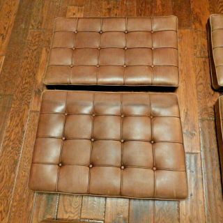 Knoll Mies Van Der Rohe Barcelona Brown Leather Chair & Ottoman 3 Pc Cushion Set 3