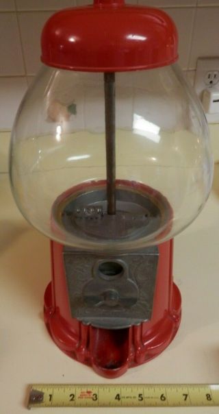 Vintage 1985 Carousel Gumball Machine Candy Coin - Op Bank,  With Cast Iron Stand