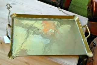 Arts And Craft Brass Serving Tray With Hanging Chains