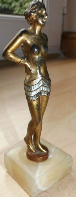 Art Deco Cold Painted Spelter Figurine Of A Part Nude Flapper Girl C1925
