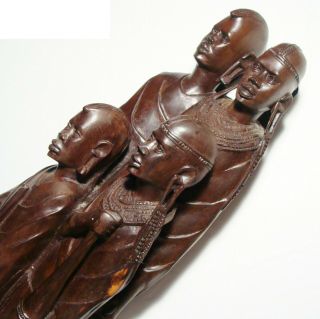 Fine Old Vintage African Carved Wood Family Of 4 Big 19” Tall Exceptional