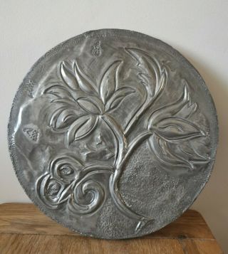 Antique Arts And Crafts Movement Pewter Charger