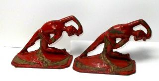 Vintage 1930`s Cast Iron Art Deco Dancing Nude Lady Bookends