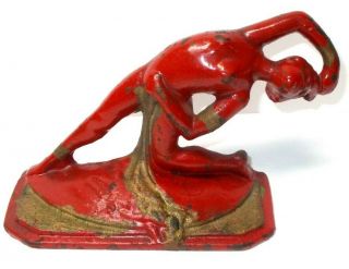 VINTAGE 1930`s CAST IRON ART DECO DANCING NUDE LADY BOOKENDS 2