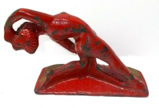 VINTAGE 1930`s CAST IRON ART DECO DANCING NUDE LADY BOOKENDS 3