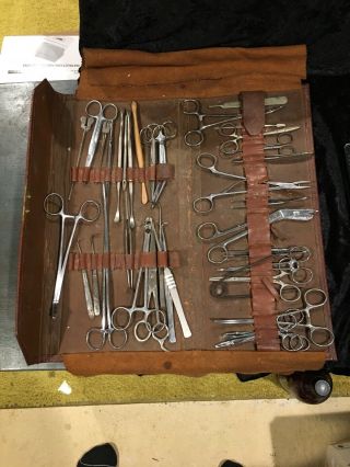 Huge Loot Of Vintage Embalming Tools In Fake Alligator Case