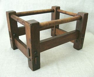 Arts & Crafts,  Stickley - Style Oak Footstool With Through Tenons / C.  1910