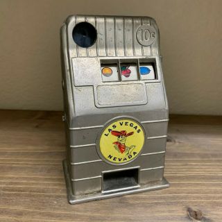Vintage Metal Las Vegas Nevada Jackpot Dime Slot Machine Bank Cowboy Edition